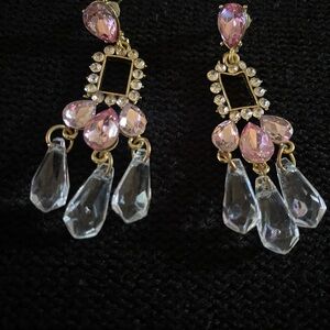 Elegant Pink and Gold Dangle Earrings